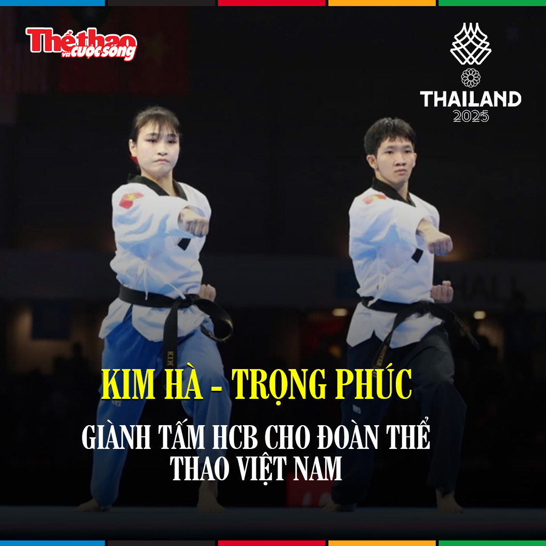 Taekwondo SEA Games 33: Cặp VĐV Nguyễn Thị Kim Hà – Nguyễn Trọng Phúc thua Singapore ở chung kết quyền đôi nam nữ tiêu chuẩn